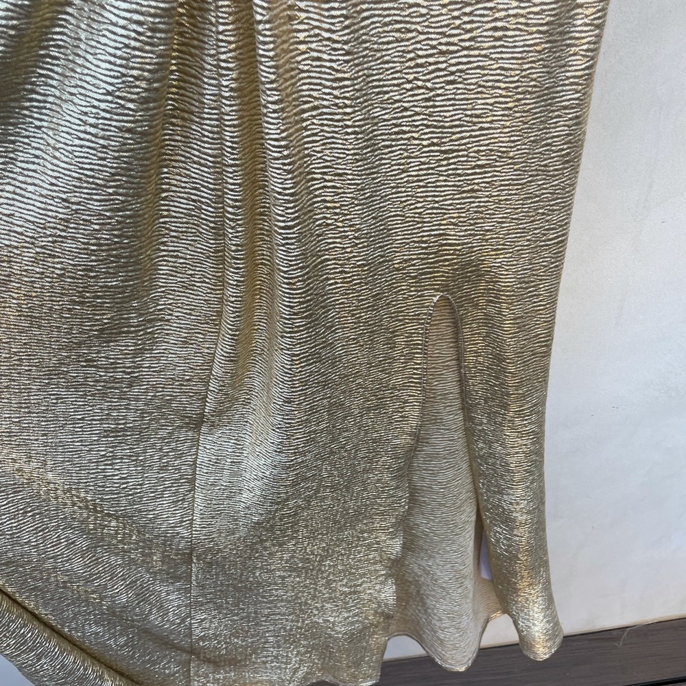 ❌SOLD❌Reformation Metallic Gold Twist Front Slit Gown Maxi Dress - Picture 5 of 8